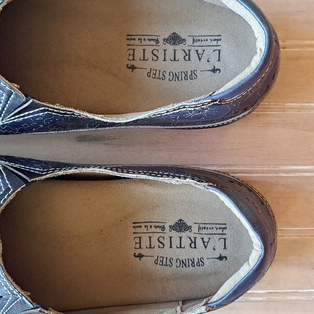 Spring Step L'Artiste Libora Navy Leather Comfort Loafers Slip-On Shoes Size 39 - Picture 4 of 11